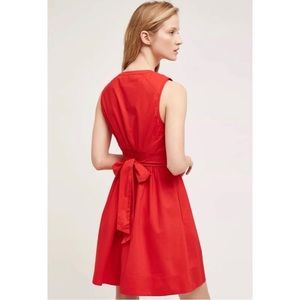 Anthropologie By Maeve Adrian Shirt Dress Womens 6P Red Cotton Sleeveless